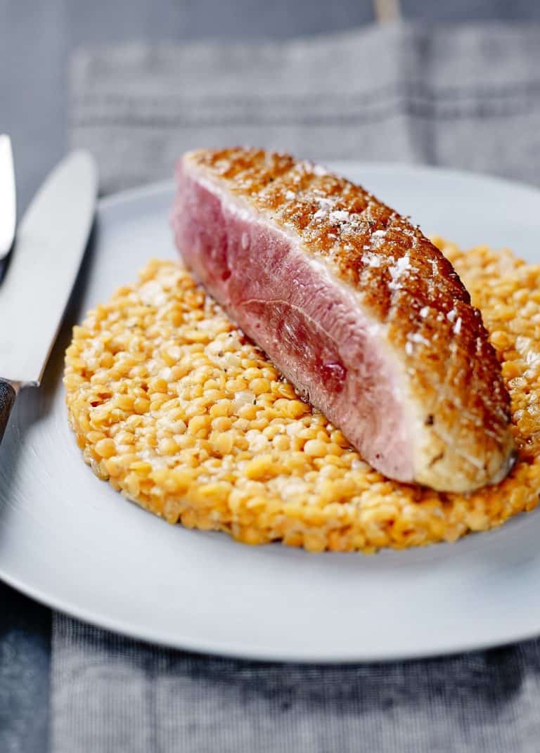 [La recette de Pierre] Magret de canard fumé, lentilles comme un risotto
