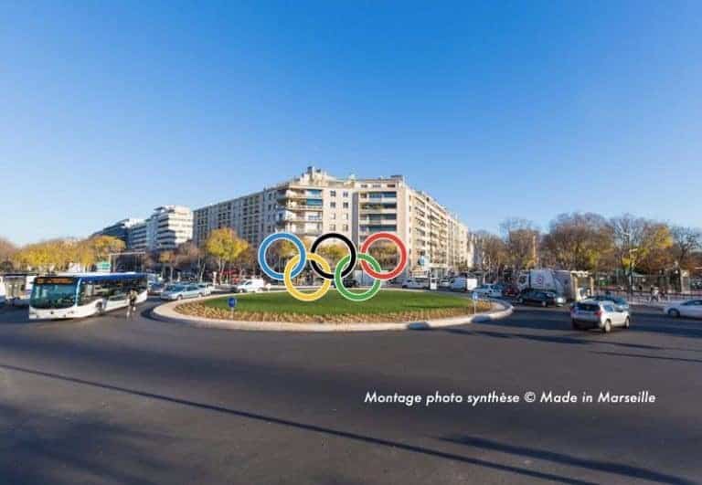 Des anneaux olympiques pour habiller le centre du rond point du Prado