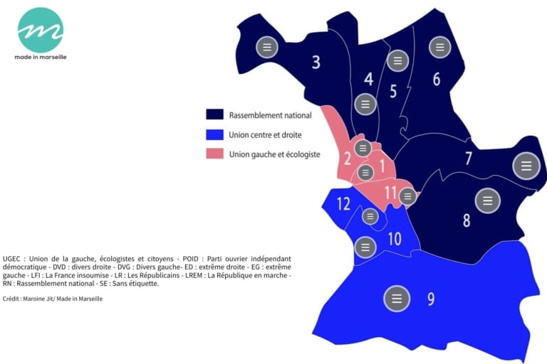 Départementales 1er tour : la carte interactive des résultats par canton à Marseille