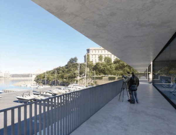 Vue depuis la coursive nord dans l&rsquo;Anse du Pharo – document Soleam