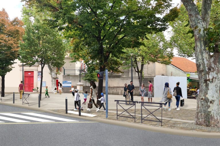 Travaux d’embellissement de la place Emile Zola devant l&rsquo;église Saint-Just