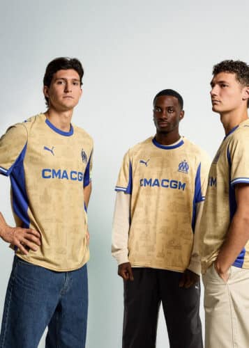 maillot, L&rsquo;OM d&eacute;voile un nouveau maillot dor&eacute; en hommage &agrave; la Bonne M&egrave;re r&eacute;nov&eacute;e, Made in Marseille