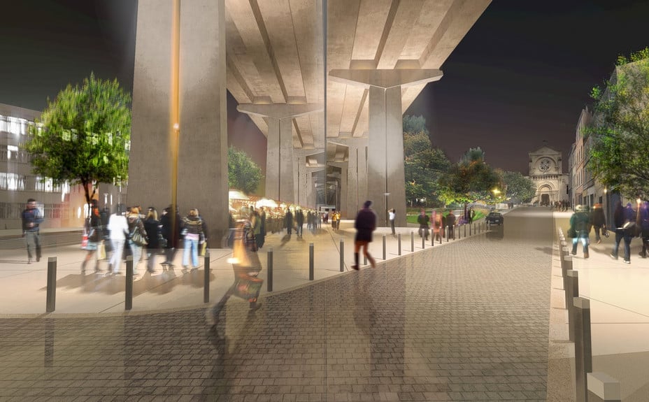 Un nouvel espace public sous la passerelle de l&rsquo;A7 à Saint-Mauront